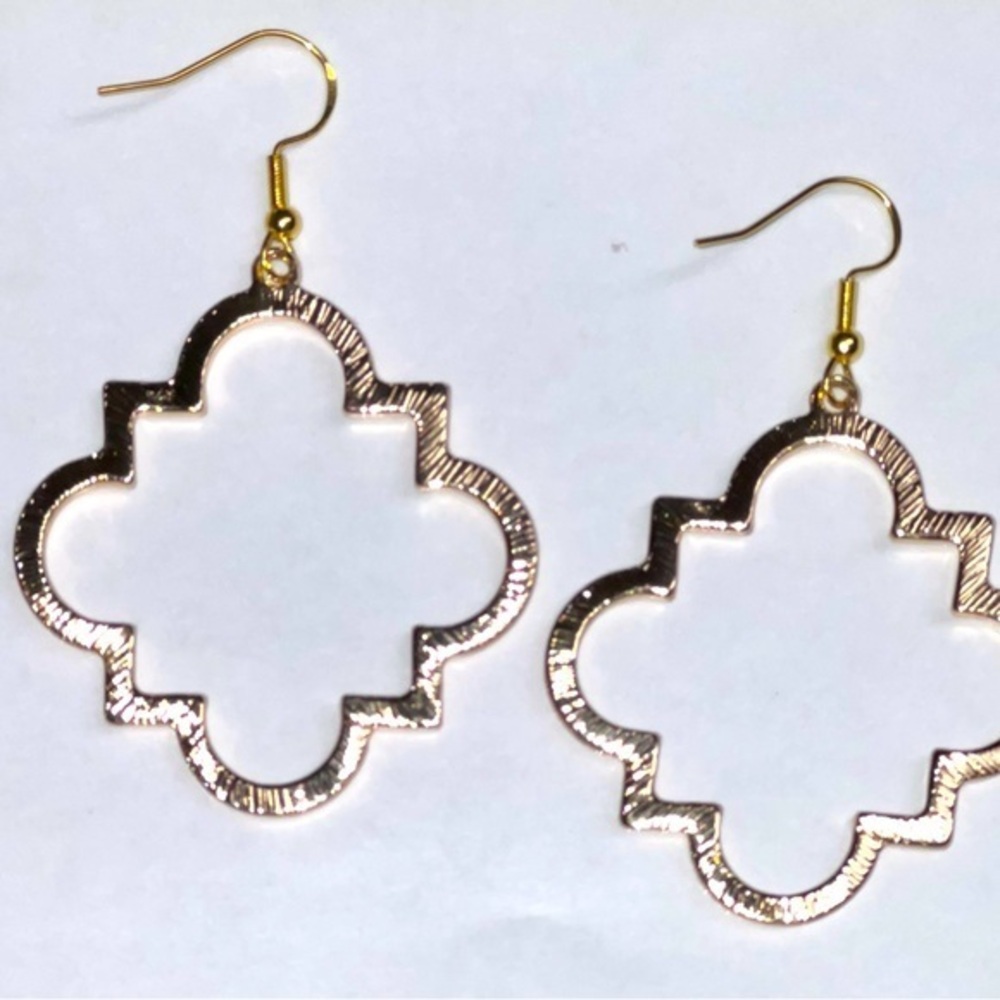 14k Quatrefoil gold Earrings Boho Gold Clover statement EMMIE